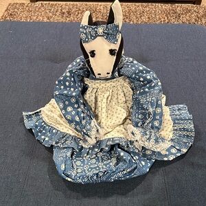 EUC Country cow blue & white plastic bag holder